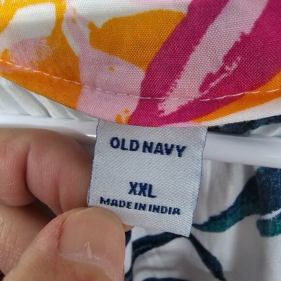 Old Navy Dress Tropical Floral Hawaiian Sleeveless White Orange 2XL - Picture 8 of 10